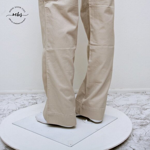 NWT Carhartt Women's Mid Rise Cotton Wide Leg Cargo Pants in Cream - Picture 9 of 13